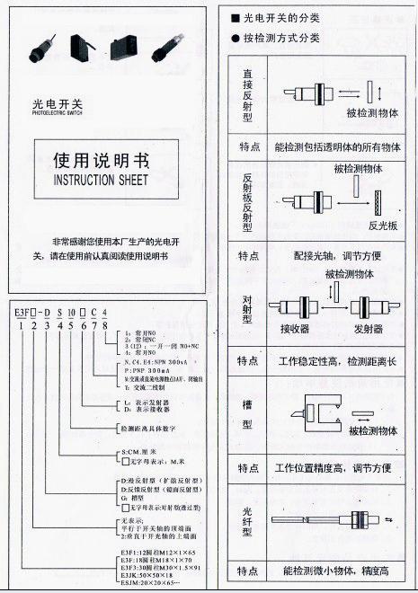 風淋室光電開關使用說明書 風淋室光電開關使用說明書