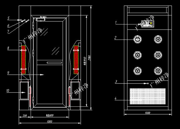 1300型風淋室方案圖 1300型風淋室方案圖